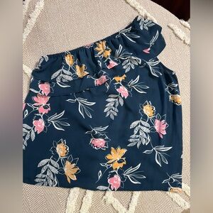 Apt. 9 Navy Floral One-Shoulder Blouse